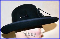 GIVENCHY vtg black high fashion hat with leather lacing