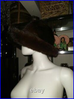 GORGEOUS Fur Wide Rolled Brim Vintage Hat Mink I Think