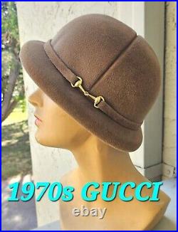 GORGEOUS GUCCI Vintage 1970s RARE COLLECTIBLE Cocoa Felt Wool Hat