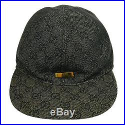 GUCCI GG Pattern Women's Hat Cap Black #L Vintage Italy Authentic AK37744