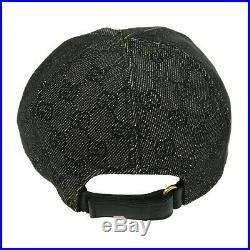 GUCCI GG Pattern Women's Hat Cap Black #L Vintage Italy Authentic AK37744