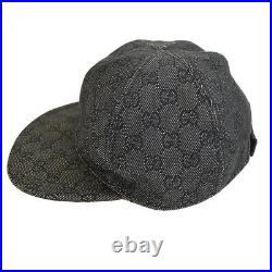 GUCCI GG Pattern Women's Hat Cap Black #L Vintage Italy Authentic AK38504b