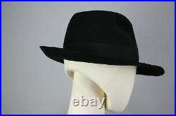 GUCCI GG Vintag Ultra Rare 80s Black Wool Fedora Hats Size 56 cm