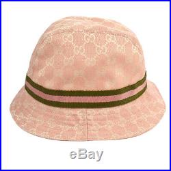 GUCCI Shelly Line Women's Hat Pink White Italy Vintage #L Authentic AK38456h