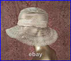 Gatsby 1920's Horsehat Wide Brim Hat W Art Deco Leaf Detail