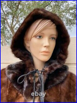 Genuine Mink Fur Mahogany Color Hood Hat One Size Fits All