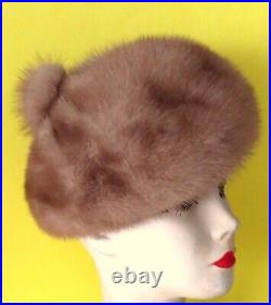 Genuine Mink Hat Blond/Beige Sophisticated & Youthful silhouette, Excellent Vtg