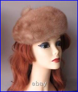 Genuine Mink Hat Blond/Beige Sophisticated & Youthful silhouette, Excellent Vtg