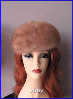 Genuine Mink Hat Blond/Beige Sophisticated & Youthful silhouette, Excellent Vtg