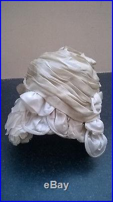 Genuine original 1950's silk beehive turban hat Christian Dior Licence Chapeaux
