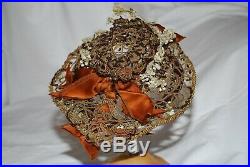 Gorgeous Antique Victorian 1860s Bonnet/Hat Metal Wire Lace Handmade Flowers
