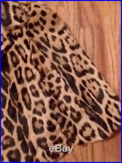 Gorgeous Womens Vintage Real Leopard Fur Cape With Matching Hat Lined