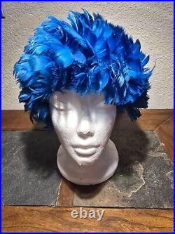 Grandma's VINTAGE BLUE FEATHER HAT