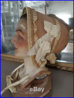 Great French Antique Victorian Bonnet, with silk bows and ribbons