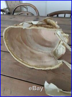Great French Antique Victorian Bonnet, with silk bows and ribbons