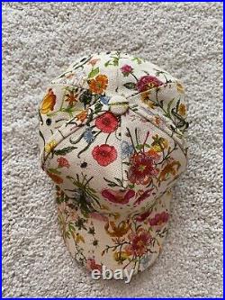 Gucci Vintage Floral Hat Baseball Cap Womens Ivory Multicolor Flowers Butterfly