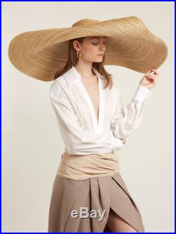 HAT LARGE BRIM XL Women Authentic Vintage Buckwheat Stalk Flat Top Straw Cap
