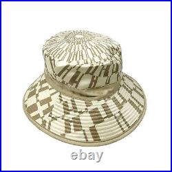 HERMES Vintage Capeline Hat #57 Silk Linen Ivory Beige Gold RankAB+