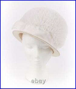 HUBERT DE GIVENCHY ADAPTION c. 1950's Gathered Tulle Velvet Ribbon Cloche Hat