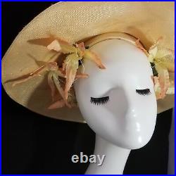 Hat Jack McConnell Red Feather Peach Lily Aurora Borealis AB Swarovski Easter