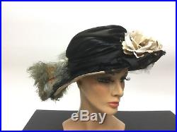 Hat bonnet Edwardian Victorian flowers Titanic Antique Original Charlotte Haibe