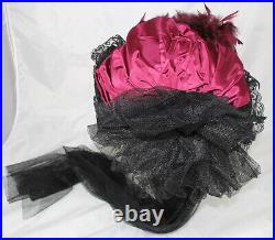 Hopeless Romantic Victorian Hat Feathers Flowers Lace Long Train Derby, Wedding