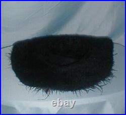 Huge Antique Hat Edwardian 1912 Black Plush with Blue Feather Trims