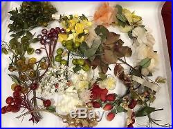 Huge Lot 100's of Vintage Millinery Flowers, Leaves, Berries, etc. 1930's-50's