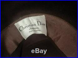 Iconic Vintage 1950s Christian DIOR Paris Deep Bell Brim'd Cloche Velour Felt