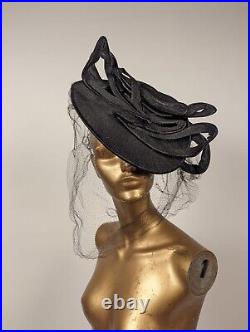 Incredible 1930's Avant Garde Straw And Satin Hat With Paris Label