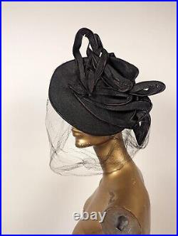 Incredible 1930's Avant Garde Straw And Satin Hat With Paris Label