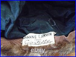 JEANNE LANVIN vintage brown velvet hat with mink trim