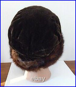 JEANNE LANVIN vintage brown velvet hat with mink trim