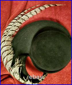 Jack McConnell Elegant Black & White Feather with Rhinestone Ladies Hat