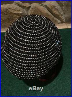Jack McConnell Hat Brimless Rhinestone Beaded Glamorous 100% Wool Black 22