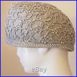 Jack McConnell Light Gray/Silver, Wool Hat withRhinestones/Floral Applique (L)