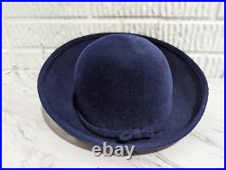 Jack McConnell New York Women's Vintage Blue Velour Feathered Bowler Hat In Box