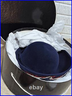 Jack McConnell New York Women's Vintage Blue Velour Feathered Bowler Hat In Box