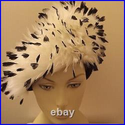 Jack McConnell Red Feather Label Hat Black and White Feathers