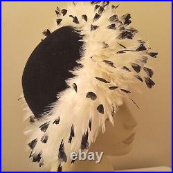 Jack McConnell Red Feather Label Hat Black and White Feathers