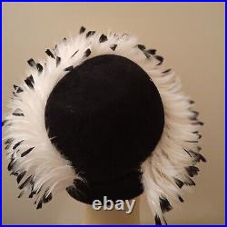 Jack McConnell Red Feather Label Hat Black and White Feathers