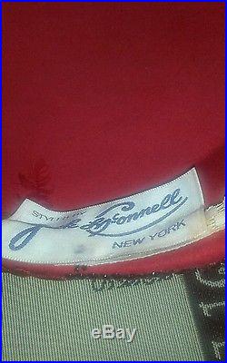 Jack McConnell VINTAGE HAT, Red, Rhinestones lace. BEAUTIFUL
