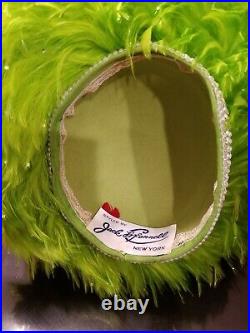 Jack McConnell Vin. Hat Lime, Feathers R-Stones Beautiful design