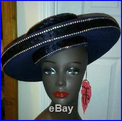 Jack McConnell Vintage Hat, Blue. WooL blend, Pheasant Feathers, R-Stone's