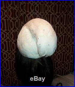 Jack McConnell Vintage Hat, Turban, Ivory Feather and Rhinestone