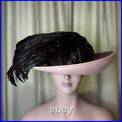 Jack McConnell vintage Feather hat With Crystals Original NOS NEW With Box