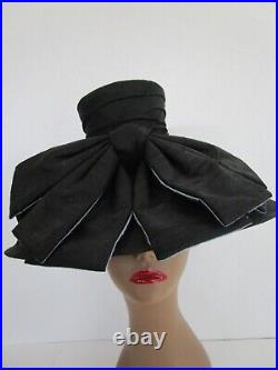 John Koch Silk Dupioni Hat Black Blue Fantasy Handmade Wide Brim