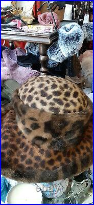 KOKIN New York Leopard Felt Fur Hat, Asymmetric Brim, Exc. Condition FABULOUS