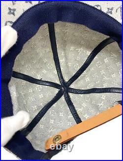 LOUIS VUITTON Vintage LV Monogram Baseball Cap #S Snap Button Cotton Blue RankAB