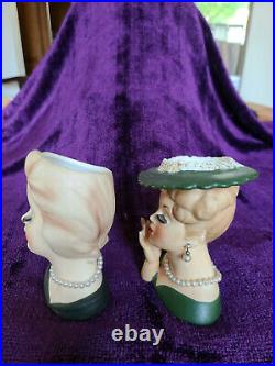 Ladies Head Vases, Vintage, Vases, NAPCO, INARCO, 4-5 Ht. Collector, Hat Lady